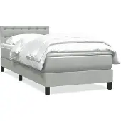 vidaXL Boxspring met matras fluweel lichtgrijs 80x210 cm