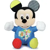 Clementoni Baby Mickey, zachte knuffel met licht, speeltjes, geschikt voor kinderen vanaf 0,3 jaar, interactief, met geluid, werkt op LR44 batterijen