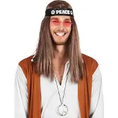 Boland Hippie peace set man (zwart, zilver en pink)