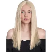 Maskworld Lange Pruik Lichtblond Met Middenscheiding - Carnaval Kostuum Pruik