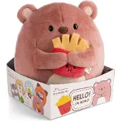 Nici knuffelbeer Nomo 16cm pluche speelgoed met frietjes in geschenkdoos.