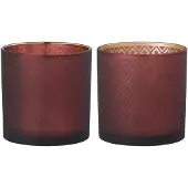 J-Line Windlicht oosters glas rood/goud medium assortiment van 2