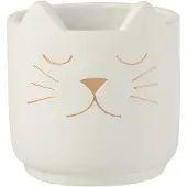 J-Line Bloempot kat cement wit goud small