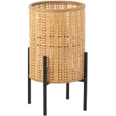 J-Line Lantaarn op voet bamboo naturel small