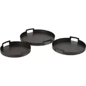 J-Line Set of 3 trays round metal black