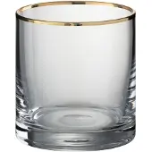 J-Line Drinkglas rand cilinder glas transparant/goud