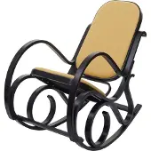 Mendler Schommelstoel M41, draaifauteuil TV-fauteuil, massief hout ~ walnoot look, stof/textiel geel