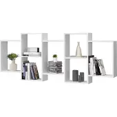 En.casa Wandplank Jessheim met 7 vakken 161x18x65 cm wit mat