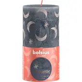 Bolsius Silhouette Stompkaars met Print 13x6.8 cm Leisteenblauw