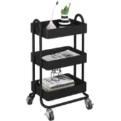En.casa Keukentrolley Pyhäntä met 3 manden 78,5x46x35 cm zwart