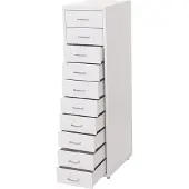 MCW Trolley kast Boston T851, stalen ladekast, 110x28x41cm 10 laden ~ wit