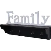MCW Wandkapstok -D41 Family, kapstok plank, 4 haken solide 30x60x13cm ~ zwart/wit