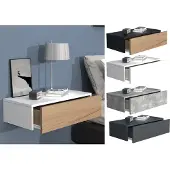Hioshop UsalM60 nachtkastje wandmontage 1 lade wit, eik decor.