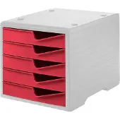 Styro Ladebox styroswing, 5 laden, uittrekstop & verzonken greep, stapelbaar, B 270 x D 340 x H 255 mm, polystyreen, grijs-cranberry