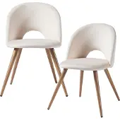 En.casa Eetkamerstoelen Karijo set van 2 fluweel 77x50x55 cm beige en houtkleurig []
