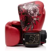 Fairtex Golden Jubilee Premium (Kick)bokshandschoenen - Rood/Zwart - 10 oz