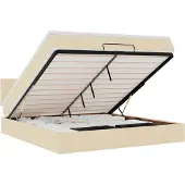 vidaXL Bed poef met matras en LED's 180x200 cm stof crèmekleurig