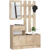 Akord Sonoma Eik Halmeubelset met Spiegel - Klassiek Design, 90 cm Breed, 2-Delig