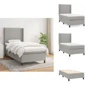 vidaXL Boxspringbed met matras, lichtgrijs, 90x190 cm, gestoffeerd