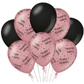 Paper Dreams Ballon Happy Birthday roze zwart metallic 12 inch per 8.
