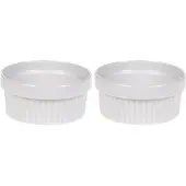 Excellent houseware Set van keramische bakschalen - 2 stuks, 260 mL, Wit