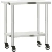 vidaXL Keukenwerktafel met wielen 82,5x55x85 cm roestvrij staal