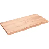 vidaXL Wastafelblad 120x60x(2-4) cm behandeld massief hout lichtbruin