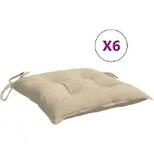 vidaXL Stoelkussens 6 st 40x40x7 cm oxford stof beige