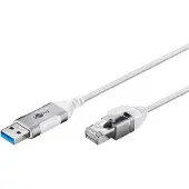 Goobay USB-A naar RJ45 LAN kabel | Slimline | USB3.0 | CAT6 | wit | 1 meter