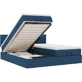 vidaXL Ottoman bed met matrassen 200x200cm stof blauw
