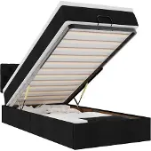 vidaXL Ottoman bed met matras en LED's 90x200 cm stof zwart