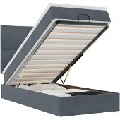 vidaXL Ottoman bed met matrassen 100x200cm fluweel donkergrijs
