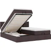 vidaXL Ottoman bed met matrassen en LED's 200x200cm stof donkerbruin