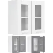 Hioshop Colura keuken bovenkastje 80 cm 2 glazen deuren antracietgrijs, wit.