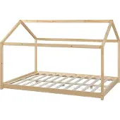 En.casa Kinderbed Cerro huisbed met bedbodem 120x200 cm houtkleurig