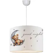 Lux.pro Kinder hanglamp Rugby wit met knuffelbeer motief
