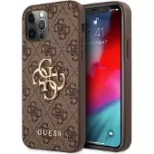 GUESS Harde kaft 4G Groot Metalen Logo (iPhone 12), Smartphonehoes, Bruin