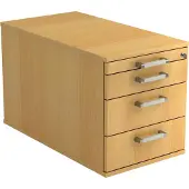 Hjh OFFICE PRO SIGNA TC30 CE - Rolcontainer Beuken Hout met 3 lades Chrome metaal handgreep