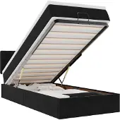 vidaXL Bed poef met matras en LED's 80x200 cm fluweel zwart