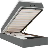 vidaXL Ottoman bed met matras 100x200cm stof donkergrijs
