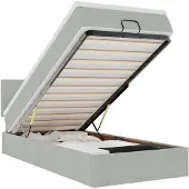 vidaXL Ottoman bed met matras 90x200cm fluweel lichtgrijs