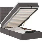 vidaXL Ottomaanse bed met matras 90x190cm kunstleer grijs