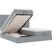 vidaXL Ottoman bed met matrassen 160x200cm stof lichtgrijs