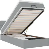 vidaXL Bed met matras 100x200 cm stof lichtgrijs