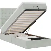 vidaXL Ottoman bed met matrassen en LED's 90x190cm fluweel lichtgrijs