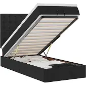 vidaXL Ottoman bed met matras en LED's 90x200cm stof zwart