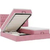 vidaXL Ottoman bed met matrassen en LED's 180x200cm fluweel roze