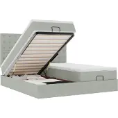 vidaXL Ottoman bed met matrassen en LED's 180x200cm fluweel lichtgrijs