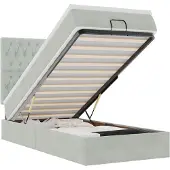 vidaXL Ottoman bed met matrassen 100x200cm fluweel lichtgrijs