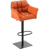 CLP Barkruk Damaso met kunstleren bekleding, 360 graden draaibaar, traploos in hoogte verstelbaar, tot 240 kg zwart/oranje